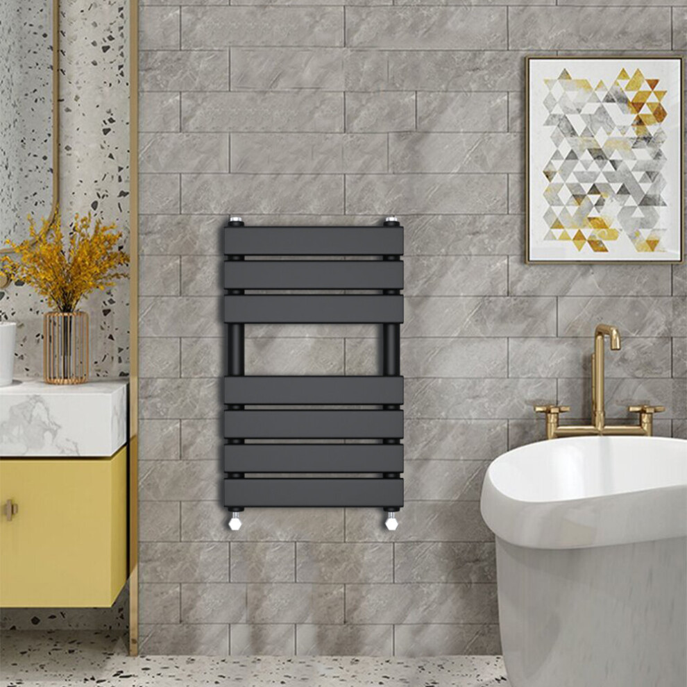 (650x400mm) WarmeHaus - Minimalist Heated Towel Rail Radiator Bathroom Flat Panel Black