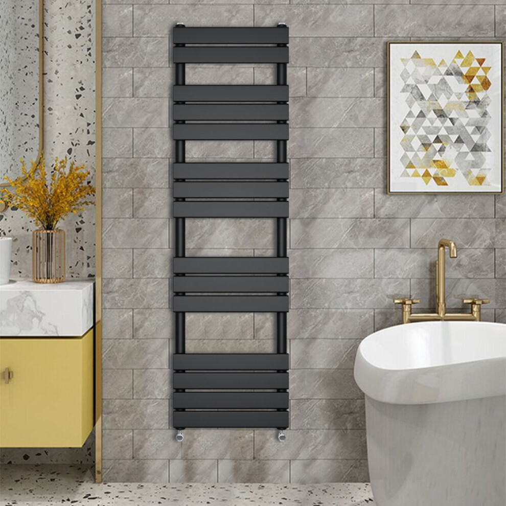 (1600x450mm) WarmeHaus - Minimalist Heated Towel Rail Radiator Bathroom Flat Panel Black