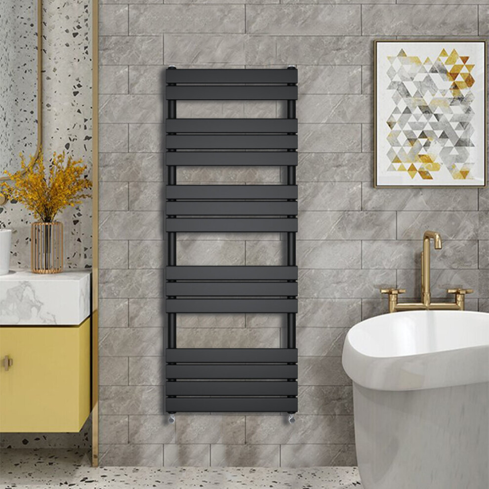 (1600x600mm) WarmeHaus - Minimalist Heated Towel Rail Radiator Bathroom Flat Panel Black