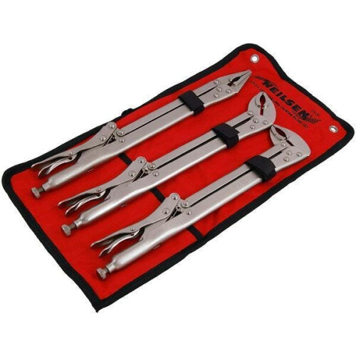 Neilsen 15" Extra Long Locking Pliers Straight Bent Nose Set Mole Grip Clamp (CT4181)