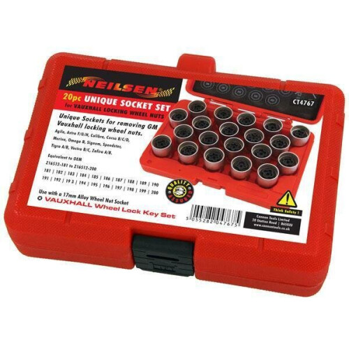 Neilsen Vauxhall Opel GM Locking Wheel Nut Socket 20pc (Genuine Neilsen CT4767) 2