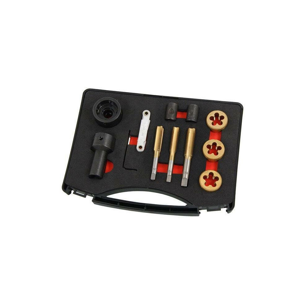 Neilsen Tap & Die Set For Wheel Studs & Nuts With Holders M12 M14 12Pc (Neilsen Ct4795)