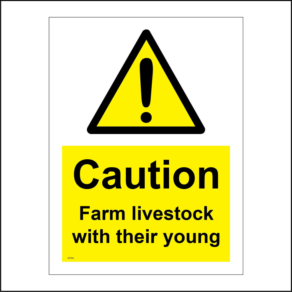 (400 x 600mm - 16 x 24, D - 1mm Pvc Foamex) WT244 Caution Farm Livestock With Their Young Sign  Lambs Chase Harm Calves  450mm x 600mm B - Magnetic --image-OPC-P9QQY6F-NEW