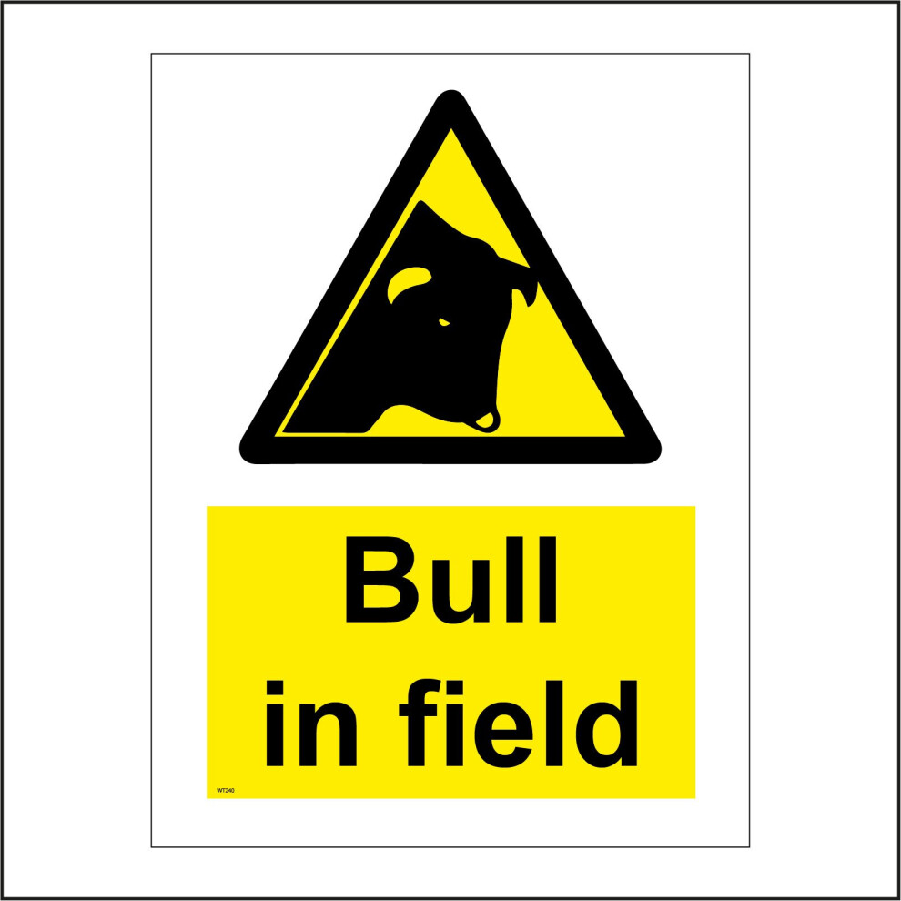 (100 x 150mm - 4 x 6, E - 3mm Standard Foamex Foamboard) WT240 Bull In Field Sign Farm Countryside Outdoors Animal Bovine Sire Breeding 450mm x 600mm-image-OPC-P9QQYZ5-NEW