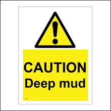 (200 x 300mm - 8 x 12, E - 3mm Standard Foamex Foamboard) WT247 Caution Deep Mud Sign Warning Danger Bog Marsh Land Mire 450mm x 600mm B - Magnetic - Vehicle Grade