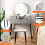 Dressing Table & Stool w/ 3-Color Adjustable & Dimmable LED Light 5