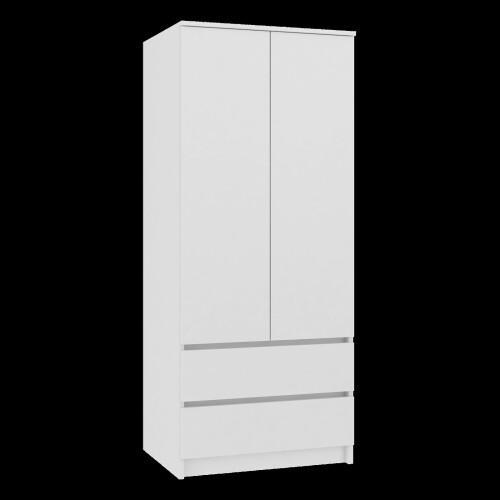 MODERN 2 Door Storage Wardrobe With Shelves And 2 Drawers White on OnBuy