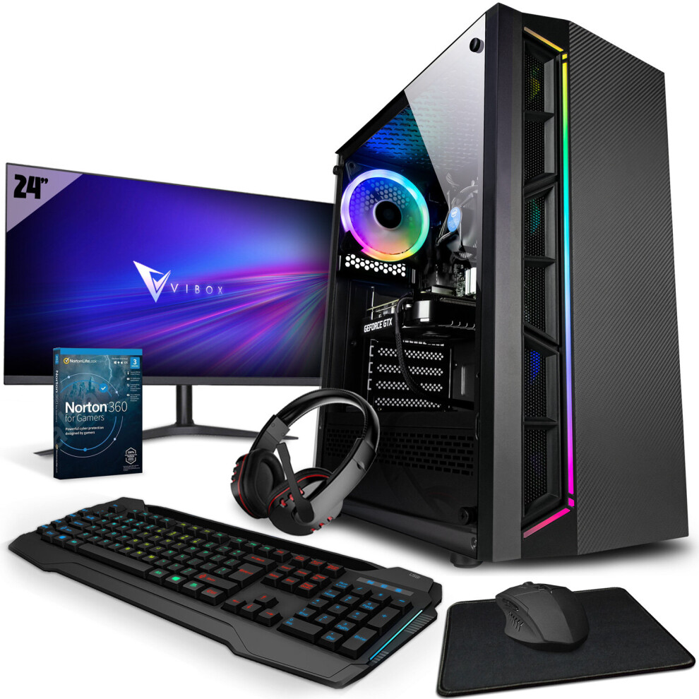 ( II-34 | 6 Core Intel i5 10400F | RX 6500 XT | 16GB RAM | 1TB HDD | 240GB SSD | Win 11 | WiFi | 24" Monitor Bundle ) Vibox II Gaming PC