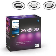 Philips Hue New Centura White and Colour Ambiance Smart Ceiling Light Spot 3 Pack [Round - White] with Bluetooth, Works with Alexa, Google Assistant