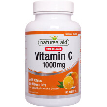 Natures Aid Vitamin C 1000mg Time-Release – 90 Tablets for Immune Support & Collagen Formation