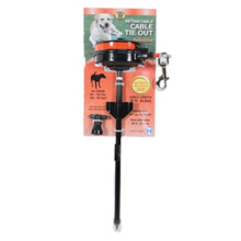Lixit Corp - Howard Pet 038026 Reflective Retractable Cable Tie Out With Stake - Black & Red, 80-100 Oz.