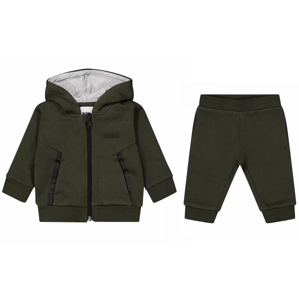 (9 Months) Hugo Boss Baby's J08067 665 Hooded Tracksuit Green