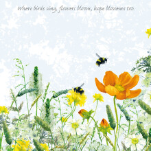 Tuppence A Bag Bumblebee Birds Sing & Flowers Bloom Bird Art Greeting Card Blank Inside