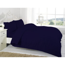 (Single, Navy Blue) Duvet Cover Set Percal Quilt Cover & Pillow Cases