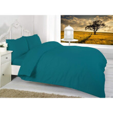 (King, Teal) Duvet Cover Set Percal Quilt Cover & Pillow Cases