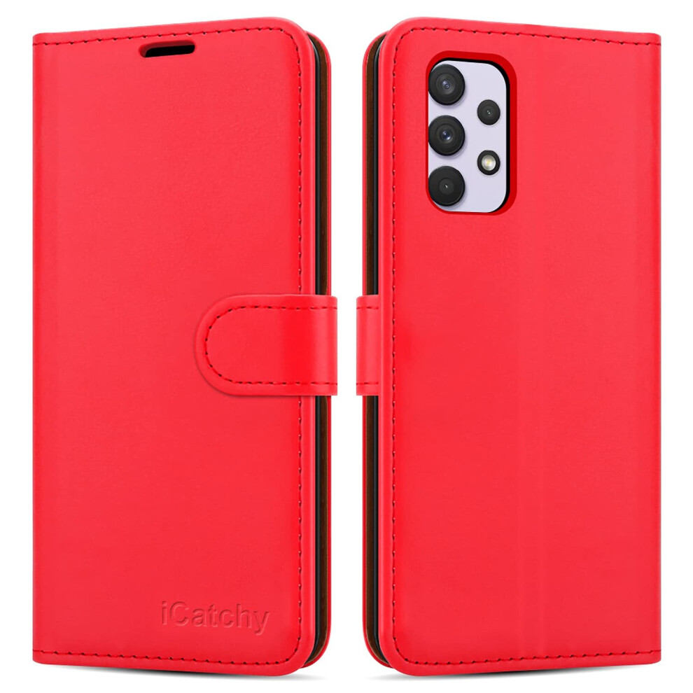 Icatchy (Red) Samsung Galaxy A33 5G Phone Wallet Leather Case Red