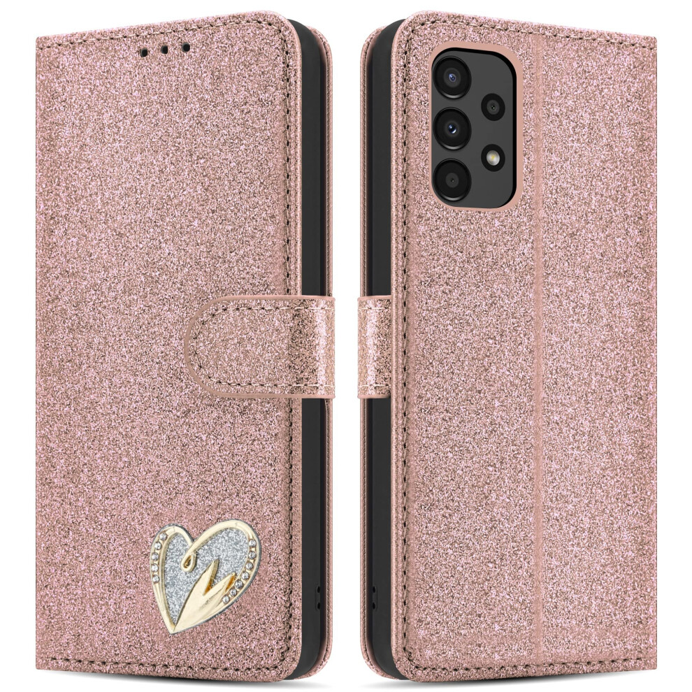 (Rose Gold) Samsung Galaxy A13 4G Gliter Wallet Case Cover