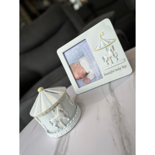 WIDDOP and Co. Hello Baby Carousel Money Box 11cm -Blue 2