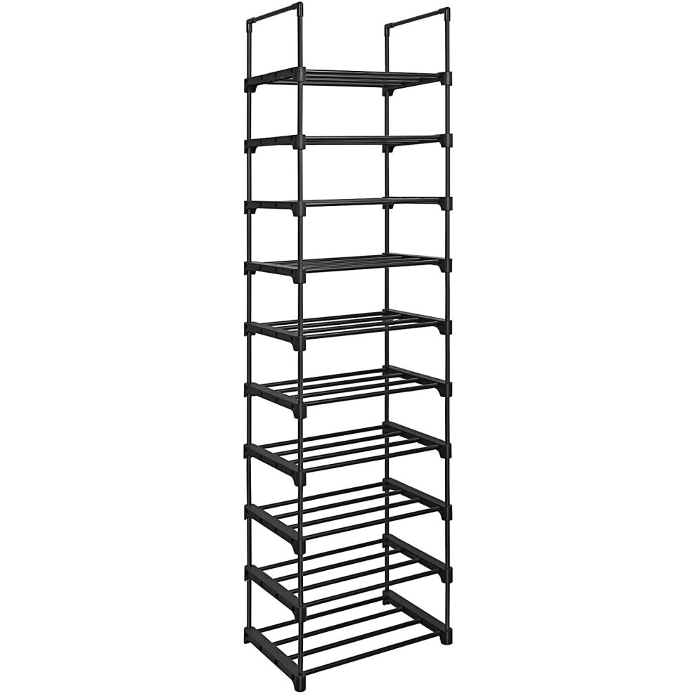 SONGMICS Shoe Rack, 10-Tier Metal Shoe Storage Organizer, Customizable Design, Space-Saving and Versatile Rack, for Living Room, Bedroom