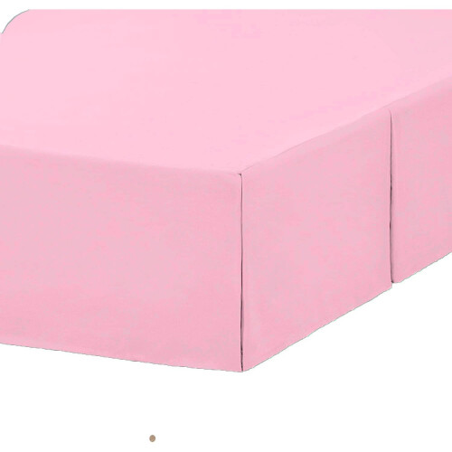 (4FT Small Double, Pink) Plain Cotton Percale Platform Base Valance Pleated 1