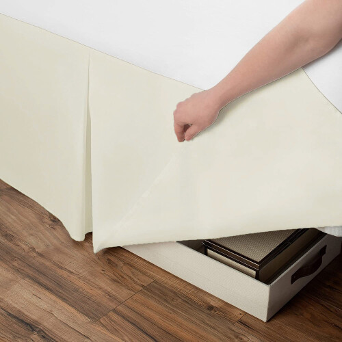 (Super King, Cream) Plain Cotton Percale Platform Base Valance Pleated 2