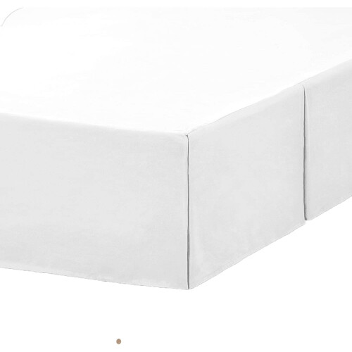 (King, White) Plain Cotton Percale Platform Base Valance Pleated 1