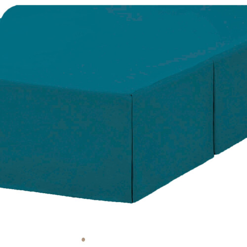 (4FT Small Double, Teal) Plain Cotton Percale Platform Base Valance Pleated 1