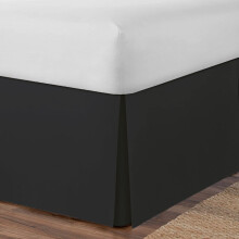 (Super King, Black) Plain Cotton Percale Platform Base Valance Pleated