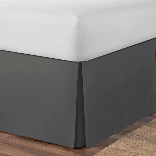 (Super King, Charcoal) Plain Cotton Percale Platform Base Valance Pleated