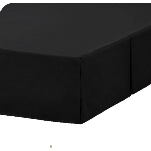 (Super King, Black) Plain Cotton Percale Platform Base Valance Pleated 1