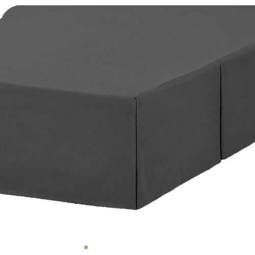 (Super King, Charcoal) Plain Cotton Percale Platform Base Valance Pleated 1