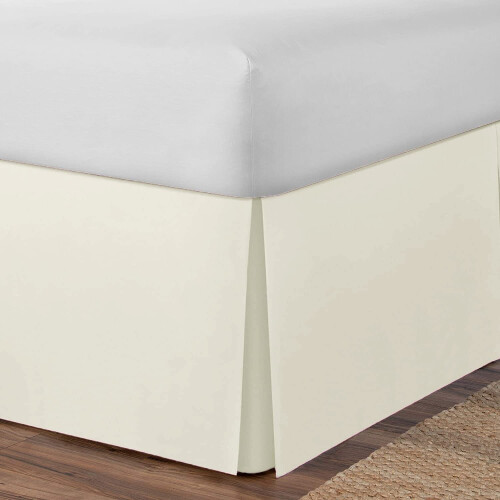 (Super King, Cream) Plain Cotton Percale Platform Base Valance Pleated