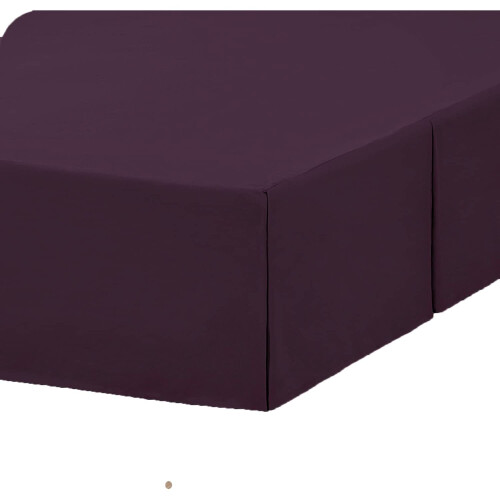 (Super King,  Plum) Plain Cotton Percale Platform Base Valance Pleated 1