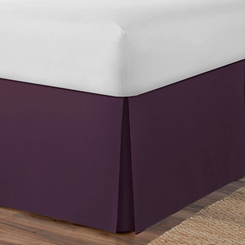 (Super King,  Plum) Plain Cotton Percale Platform Base Valance Pleated