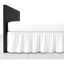 (Single, White) Extra Deep Plain Bed Base Valance Sheets Frilled