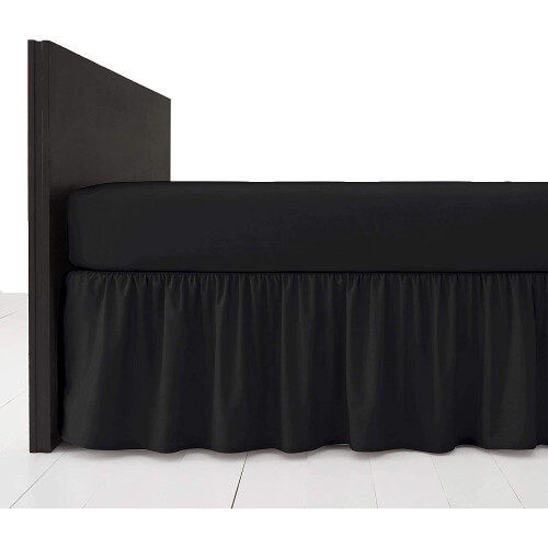 (Super King, Black) Extra Deep Plain Bed Base Valance Sheets Frilled
