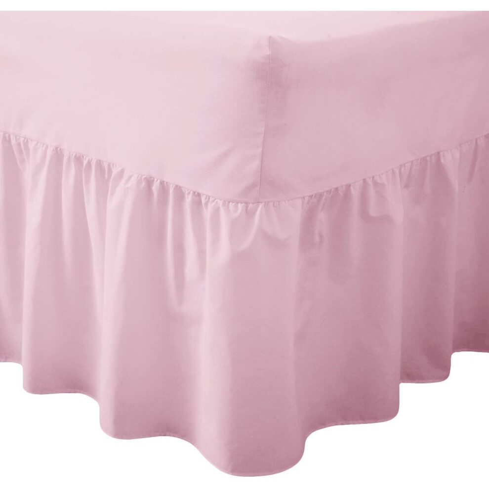 (4FT Small Double, Pink) Luxury Percale Fitted Valance Sheet Non Iron Sheet