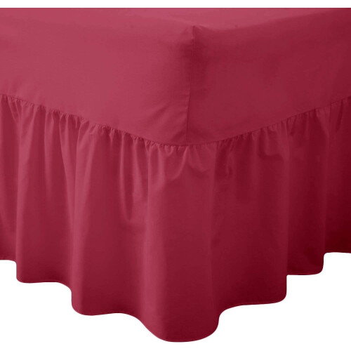 (4FT Small Double, Wine) Luxury Percale Fitted Valance Sheet Non Iron Sheet