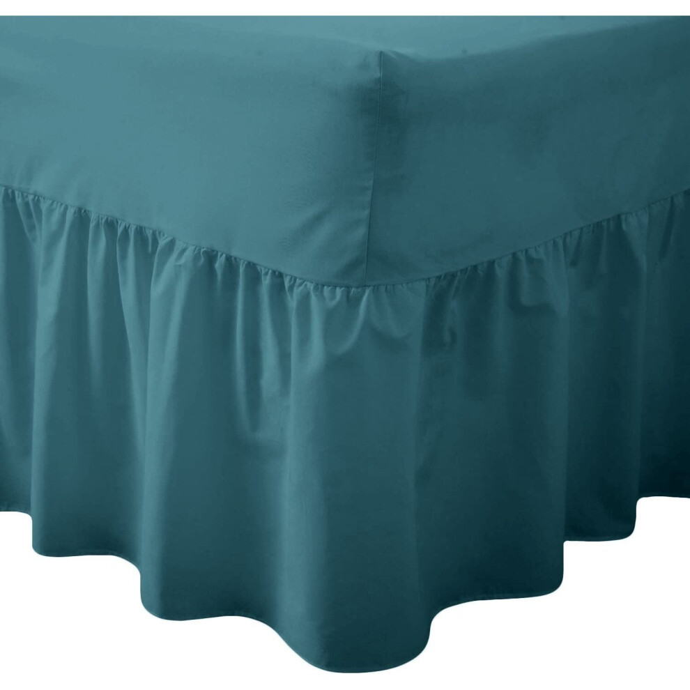 (4FT Small Double, Teal) Luxury Percale Fitted Valance Sheet Non Iron Sheet