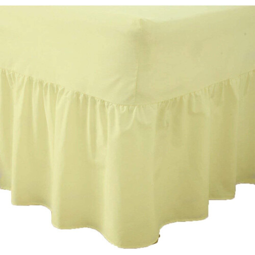 (4FT Small Double, Lemon) Luxury Percale Fitted Valance Sheet Non Iron Sheet