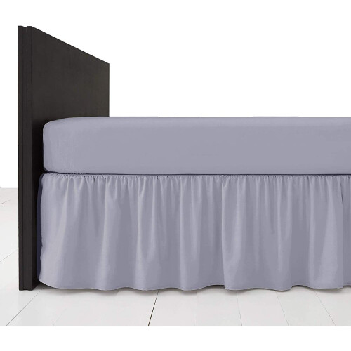 (Super King, Grey) Extra Deep Plain Bed Base Valance Sheets Frilled on