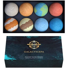 Bath Bombs Rich in Essential Oil and Shea Butter / 8 x 60g Handmade Planet Themed Bubble Bath Fizzer/Luxury Bath Bomb Set/Non-Staining, Vegan,