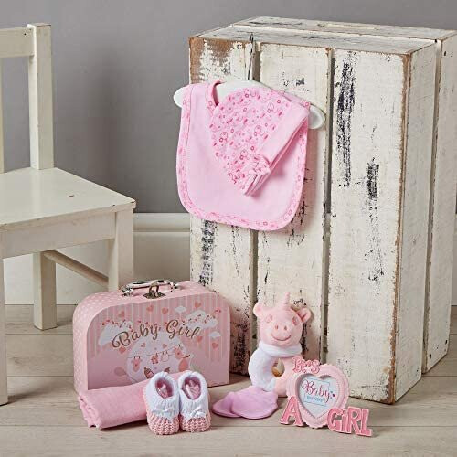 Newborn Baby Girl Gift Set - Hand Packed into Small Pink Hamper ...