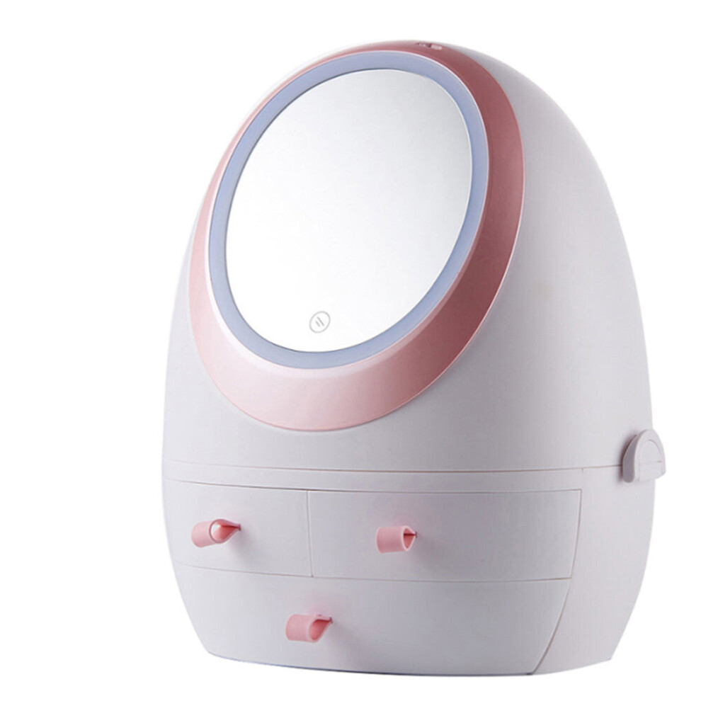 (White) USB Rechargeable Makeup Organizer With Mirror LED Light