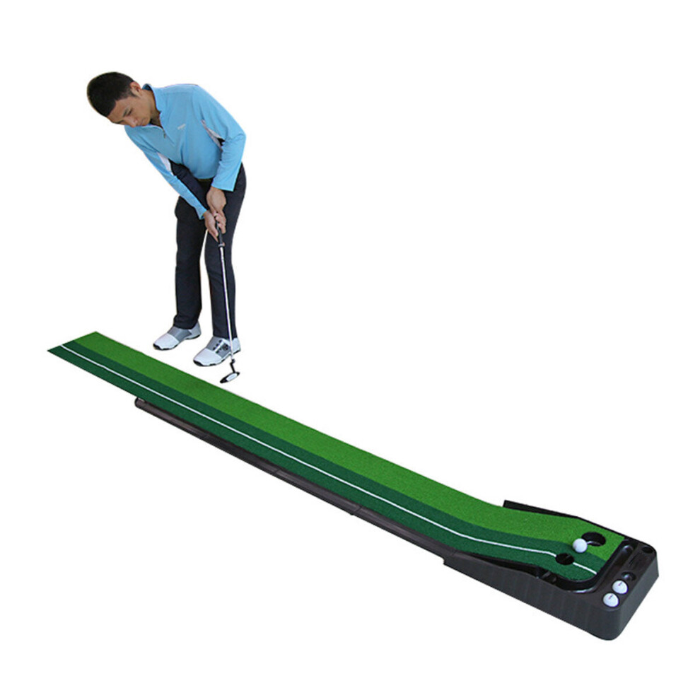 Golf Putting Mat Set Auto Return Golf Training Mat Folding Grass Pad with 3 Pcs Golf Ball Putter