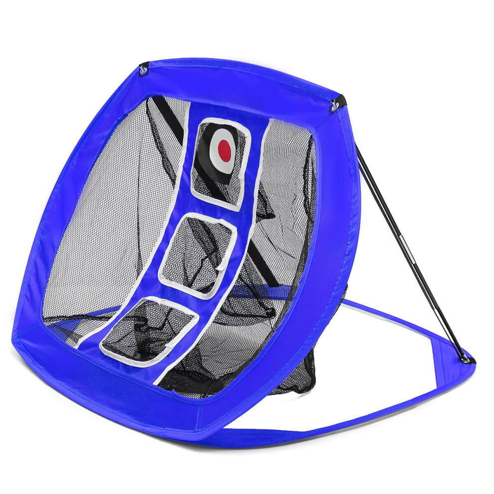 (Blue) Foldable Golf Chipping Net Backyard Driving Aid Indoor Outdoor Hitting Practice Garden Living Room Beginners Training Cage