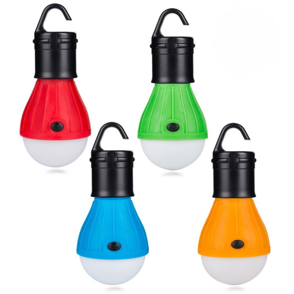 (Red) Mini Portable Lantern Tent Light LED Bulb Emergency Lamp Hanging Hook For Camping 10Pcs