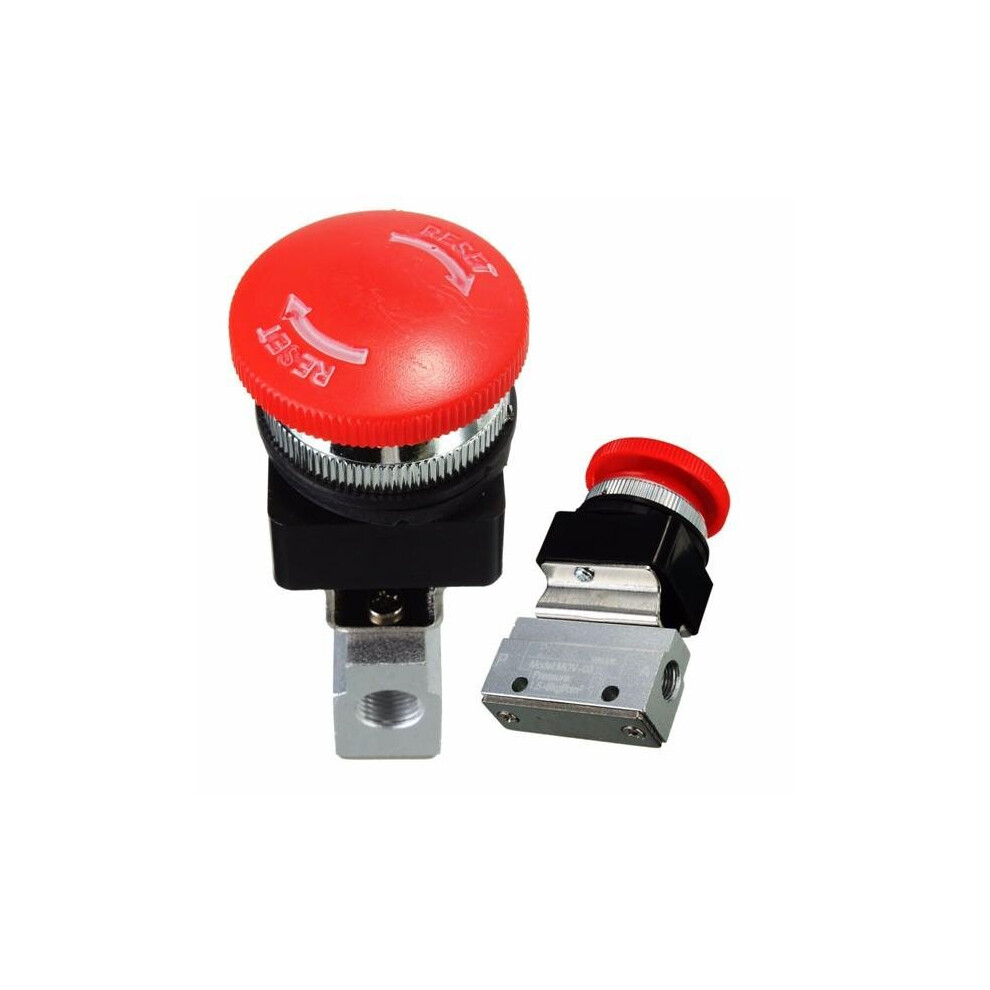 2 Way 2 Position Pneumatic Mechanical Valve 1/8 Inch Thread Push-Button Switch Valve 3654657574338
