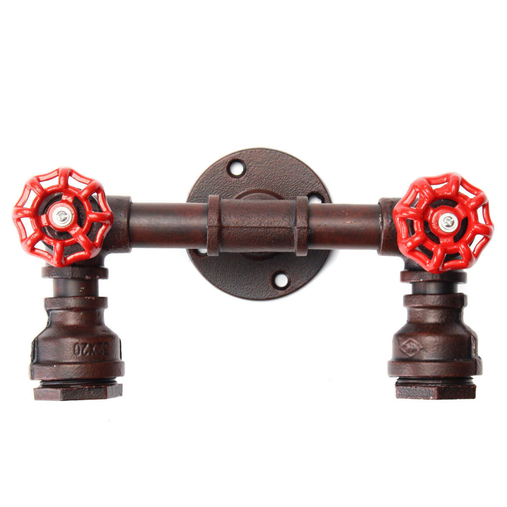 (rust color) Retro Wall Lamp Industrial Iron Dual Water Pipe Shape Sconce Light Fixture Fitting Home Decor