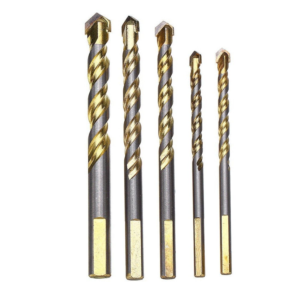 5pcs 6/6/8/10/12mm Multi Purpose Carbide Tipped Drill Bit Set for Masonry Ceramic Tile Wood Metal Concrete Stainless Steel Hole Saw Cutter